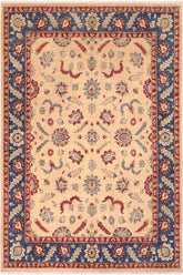 handmade Traditional Kafkaz Beige Blue Hand Knotted RECTANGLE 100% WOOL area rug 8 x 10
